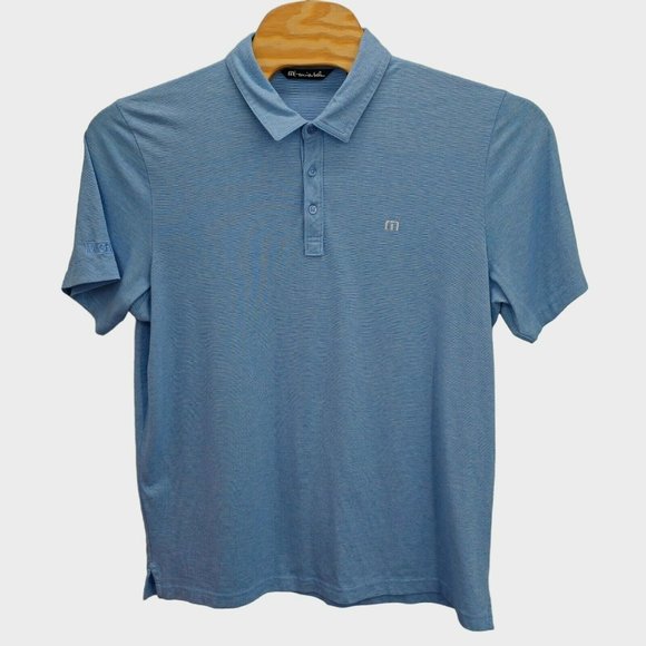 Travis Mathew Polo Shirt Mens XXL Blue Golf Performance Stretch w/ Logo WCF UV - Picture 1 of 12
